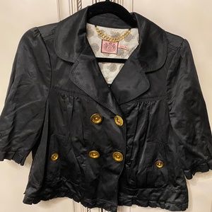 Juicy Couture Size S Black Satin Crop Jacket
